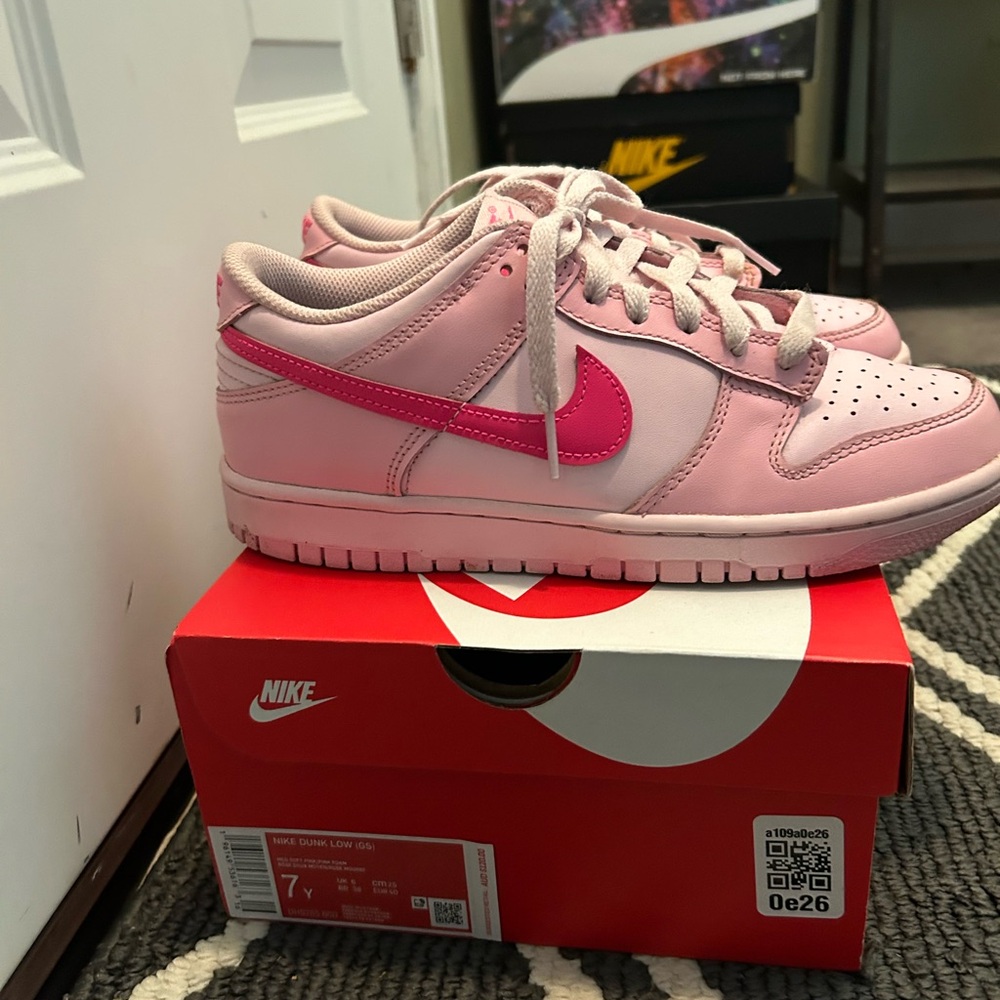 Nike Pink and White Low-Top Sneakers